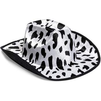 Zodaca Cow Print Cowboy Hat for Men, Women, Western Cowgirl Hat for Halloween Costume, Birthday Party, Unisex, Adult Size