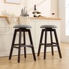Beautyolove 26 in. Brown Backless Wood Counter Height Swivel Bar Stool with Padded Fabric Seat (Set of 2) - 4 of 4