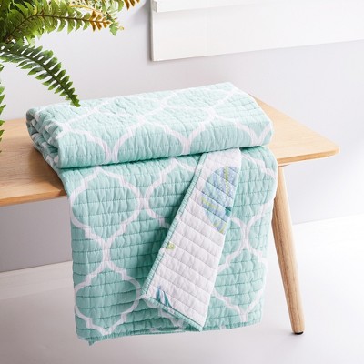 Del Ray Coastal-Inspired Reversible Quilted Throw, 50x60 in, White & Blue