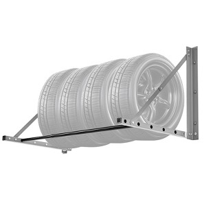 VEVOR Wall Mounted Folding Tire Rack, 32" - 48" Adjustable Tire Rack, Q235 Heavy-Duty Steel Tire Storage Rack for R14-R20 inch Standard Tires - 1 of 4