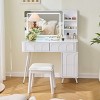 Modern Vanity Table Set with Lighted Mirror & Drawer Storage, Adjustable Makeup Desk with Stool for Bedroom Use-Cuddlewood - 2 of 4