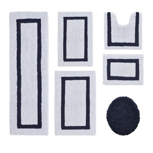 Hotel Bath Rug 100% Premium Cotton Tufted Weave Two Tone Reversible 6 Piece Bathroom Rug Set, Super Soft & Water Absorbent, Machine Washable Bathmat - 1 of 4