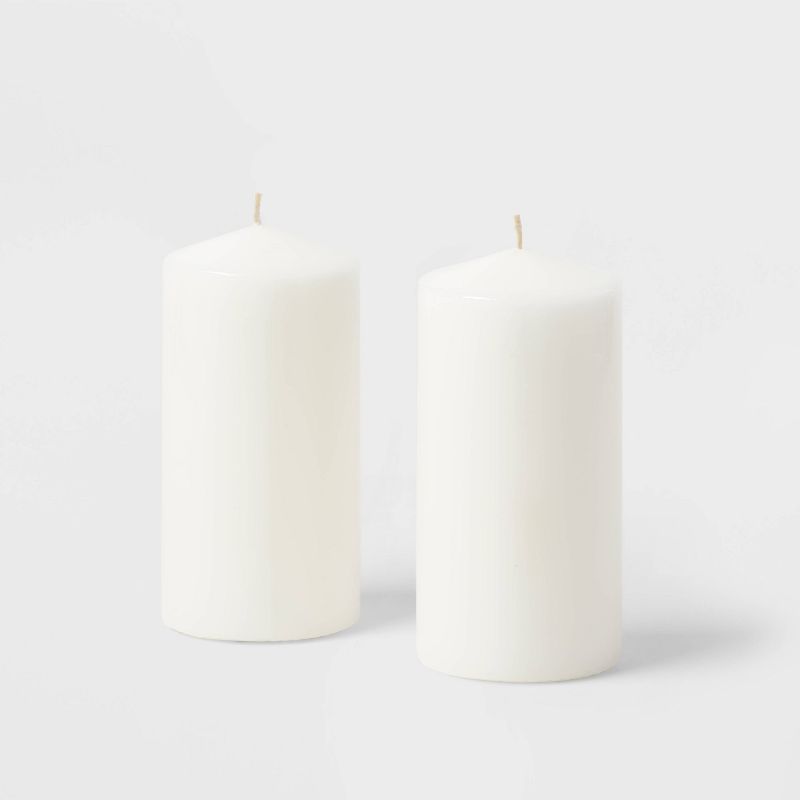 6" x 3" 2pk Unscented Pillar Candle Set - Made By Design&#153;, 3 of 4