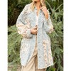 Women's Floral Print Frayed Texture Denim Shacket - POL - 2 of 4