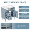 Gulches 30 in 18 in Undermount Rectangular Bathroom Sink in Gray Blue Solid Rubberwood MDF Ceramic with 3 Drawers Adjustable Shelf Metal Handles - 4 of 4