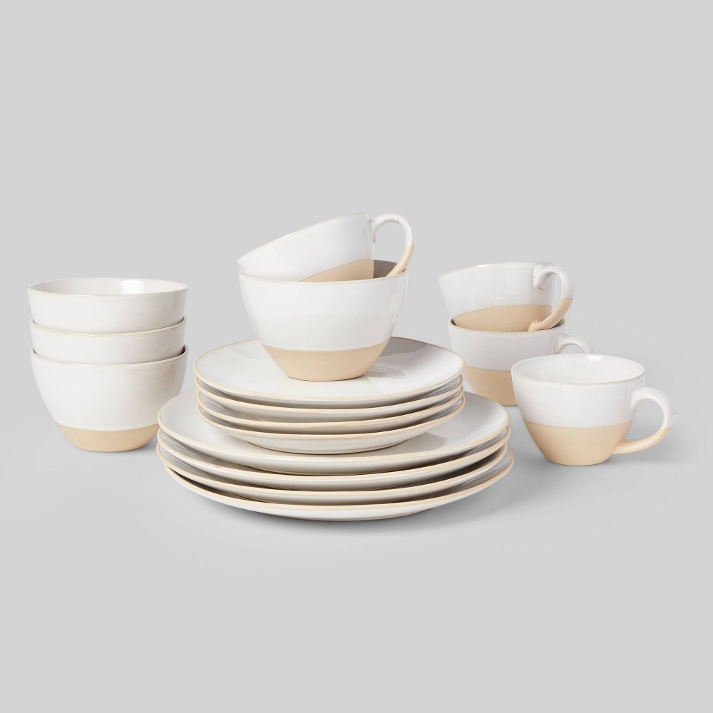 16pc Stoneware Wethersfield Dinnerware Set White - Threshold