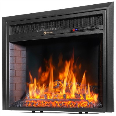Barton Living 26" Electric Fireplace Insert 3D Flame Stove Adjustable Flame Timer Black