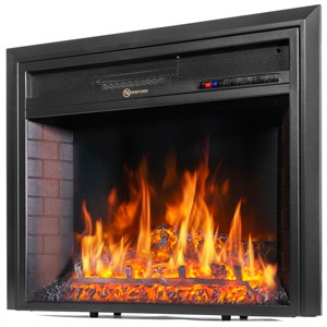Barton Living 26" Electric Fireplace Insert 3D Flame Stove Adjustable Flame Timer Black - 1 of 4