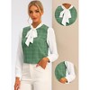 Allegra K Women's Plaid Casual Contrast Color Long Sleeve Bow Tie Neck Blouse - 2 of 4