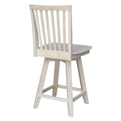 Brown Parawood Swivel Counter Stool, 24" Height