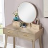 Vanity Desk Contemporary with Round Mirror and 2 Drawers for Bedroom 32.68in Wide-3irtyhousy - 3 of 4