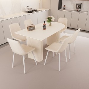 NicBex Dining Table for 6 Modern Kitchen Table Chairs Set with Irregular Tabletop and 6 Linen Chairs for Kitchen - 1 of 4