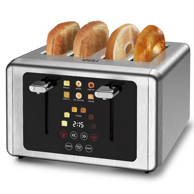 WHALL 4 Slice Toaster, Stainless Steel Toaster, Toasters 4 Slice With Wide Slots, Touchscreen Display, Bagel, Defrost, Cancel Functions