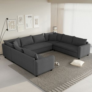 116x92'' Modular U-Shaped Sofa, Reversible Chenille, 8-Seater, Free Combination, Minimalist Living Room Furniture - 1 of 4