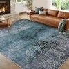 Vintage Distressed Floral Print Machine Washable Area Rug, Soft Non Slip Throw Carpet for Home Office - 3 of 4