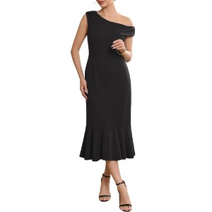 INSPIRE CHIC Women's One Shoulder Formal Sleeveless Cocktail Bodycon Fishtail Maxi Dresses - 1 of 4