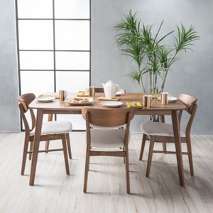 GDFStudio Balfern 5 Pieces Mid Century Modern Upholstered Wood Dining Set - 1 of 4