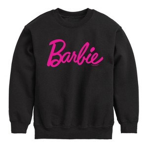 Boys' - Barbie - Classic Pink Logo Graphic Long Sleeve Fleece Sweatshirt - 1 of 4