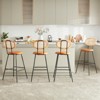 GlasFlength Dining Sets, Mid-Century Modern Bar Stool Set of 4 for Kitchen, Bar, Counyer, Brown, 19.3"*19.3"*42.5" - 3 of 4