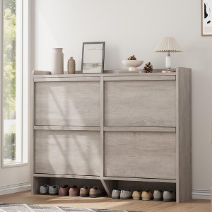 Shoe Cabinet with 2/3/4 Flip Drawers, Wooden Shoe Organizer Cabinet with Adjustable Shelf, Shoe Storage for Entryway, Hidden Shoe Cabinet for Hallway - 1 of 4