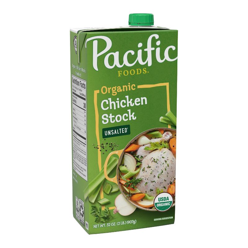 Pacific Foods Gluten Free Organic Unsalted Chicken Stock - 32oz, 1 of 11