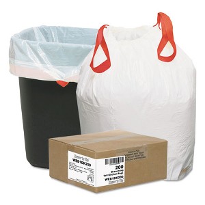 Draw 'n Tie Heavy-Duty Trash Bags, 13 gal, 0.9 mil, 24.5" x 27.38", White, 50 Bags/Roll, 4 Rolls/Box - 1 of 3