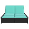 vidaXL Double Sun Lounger - Black Poly Rattan, Adjustable Backrest, Turquoise Cushions, Outdoor Patio/Garden Furniture 46.5” x 78.7” - 3 of 4