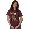 Biker Betty Boop Flaming Motorcycle Womens Graphic T Shirt Tees Brisco Brands - 4 of 4
