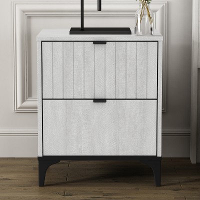 2-Drawer White Nightstands Side Table Bedside Table 18.9 in. H x 15.7