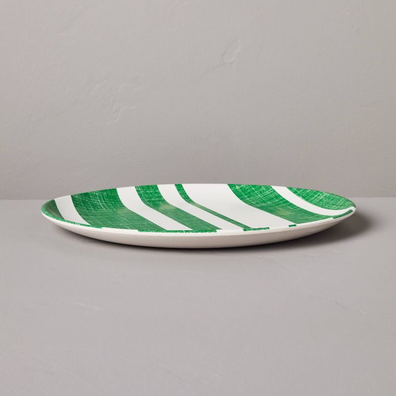 10.5" Distressed Stripe Melamine Dinner Plates Green/Cream - Hearth & Hand™ with Magnolia, 3 of 5