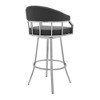 30" Faux Leather Swivel Modern Bar and Counter Stool with Footrest and Brushed Stainless Steel Finish for Kitchen Island - 3 of 4