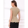 INSPIRE CHIC Women's Elegant Round Neck Cap Sleeve Solid Color Peplum Blouses - 4 of 4