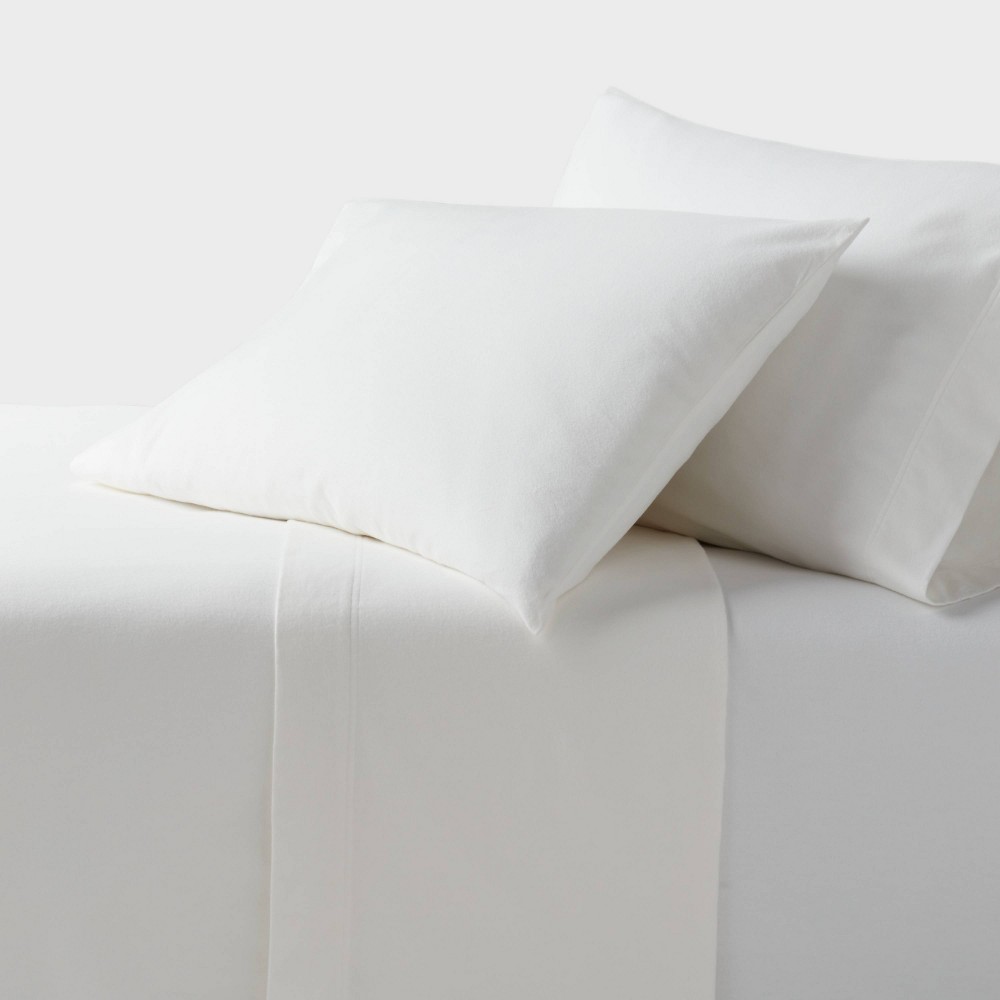 Photos - Bed Linen Queen Ultra Soft Flannel Sheet Set White - Threshold™