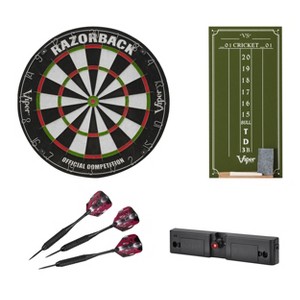 Viper Razorback Sisal/Bristle Dartboard with 22 Gram Steel Tip Darts, Laser Dart Throwline & Small Chalk Scoreboard - 1 of 4