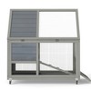 Resenkos 2-Tier Rabbit Hutch, Wooden Cage with Rollers, Removable Roof, Stairs, Easy-Clean Tray, Guinea Pig Home, Gray With Colorful Patterns - 4 of 4