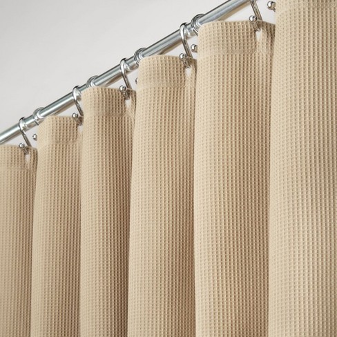 MDesign EXTRA LONG Cotton Waffle Weave Fabric Shower Curtain, 72 