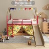 KWPZQEB Twin Size Loft Bed w/ Pennant Banner Flag and Star Stickers, Metal Loft Bed with Safety Guardrail & Ladders, No Box Spring Required - 3 of 4