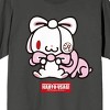 All Purpose Bunny Character With Pink Ribbon Crew Neck Short Sleeve Charcoal Women's T-shirt - 2 of 3