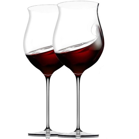 Bella Vino Set of 2 Extra Large Crystal Wine Glasses with Stem - 32oz.