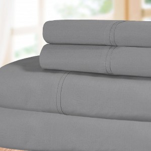 300-Thread Count Breathable Cotton Percale Deep Pocket Solid Bed Sheet Set by Blue Nile Mills - 1 of 4
