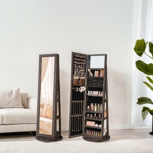 360 Swivel Jewelry Cabinet, Mirror Jewelry Cabinet, Over-the-Door Organizer with Jewelry Storage Interior Mirror, Jewelry Armoire, Gift Idea - 1 of 4