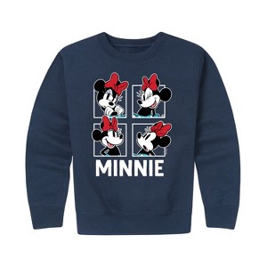 Girls' - Disney - Minnie Grid Graphic Long Sleeve Fleece Sweatshirt - 1 of 4