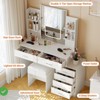 Vanity Desk w/ Mirror & Lights Makeup Vanity w/ Lighted Mirror Power Outlet Charging Station & Padded Stool - 4 of 4