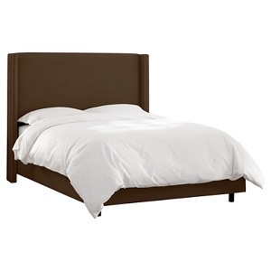 Skyline Nail Button Wingback Bed - Full - Skyline Furniture , Velvet Brown