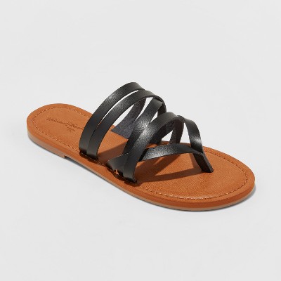 target black strap sandals