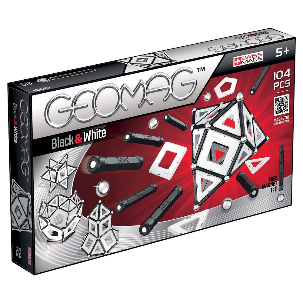 UPC 871772000136 product image for Geomag Black & White Construction Set with Assorted Panels - 104 Piece | upcitemdb.com