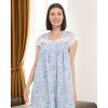 ADR 100% Cotton Nightgown for Women, Short Sleeve Button Up Long Vintage Night Dress Gown with Lace Trim - 4 of 4