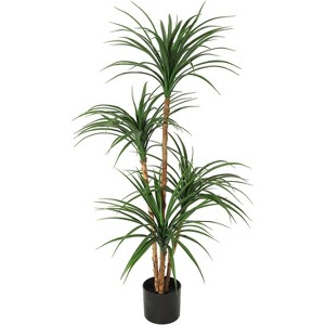 1PC Artificial Dracaena Tree - UV-Resistant Adjustable Foliage & Weighted Ceramic Base - Realistic Indoor Plant for Office/Living Room - 1 of 4