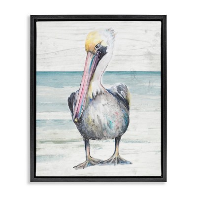 Stupell Industries Pelican Bird Standing on Beach, 17" x 21"