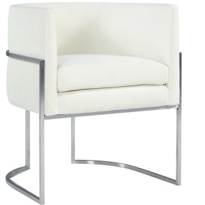 TOV Furniture Giselle Velvet Dining Chair with Silver Base by Inspire Me! Home Decor Cream - 1 of 4